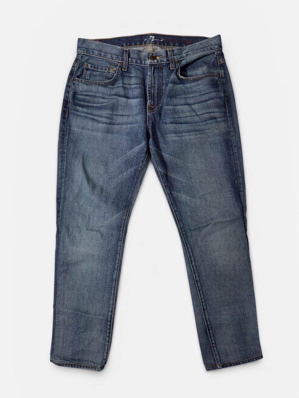 7 For All Mankind mens 32x28 slim fit cotton blend denim blue jeans EUC